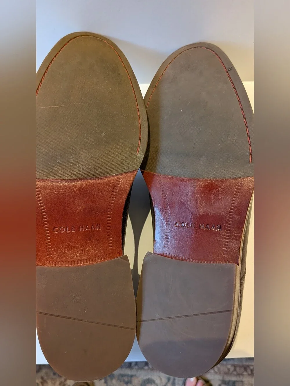 Classic Cole Haan Brown Leather Derby Shoes with Red Laces